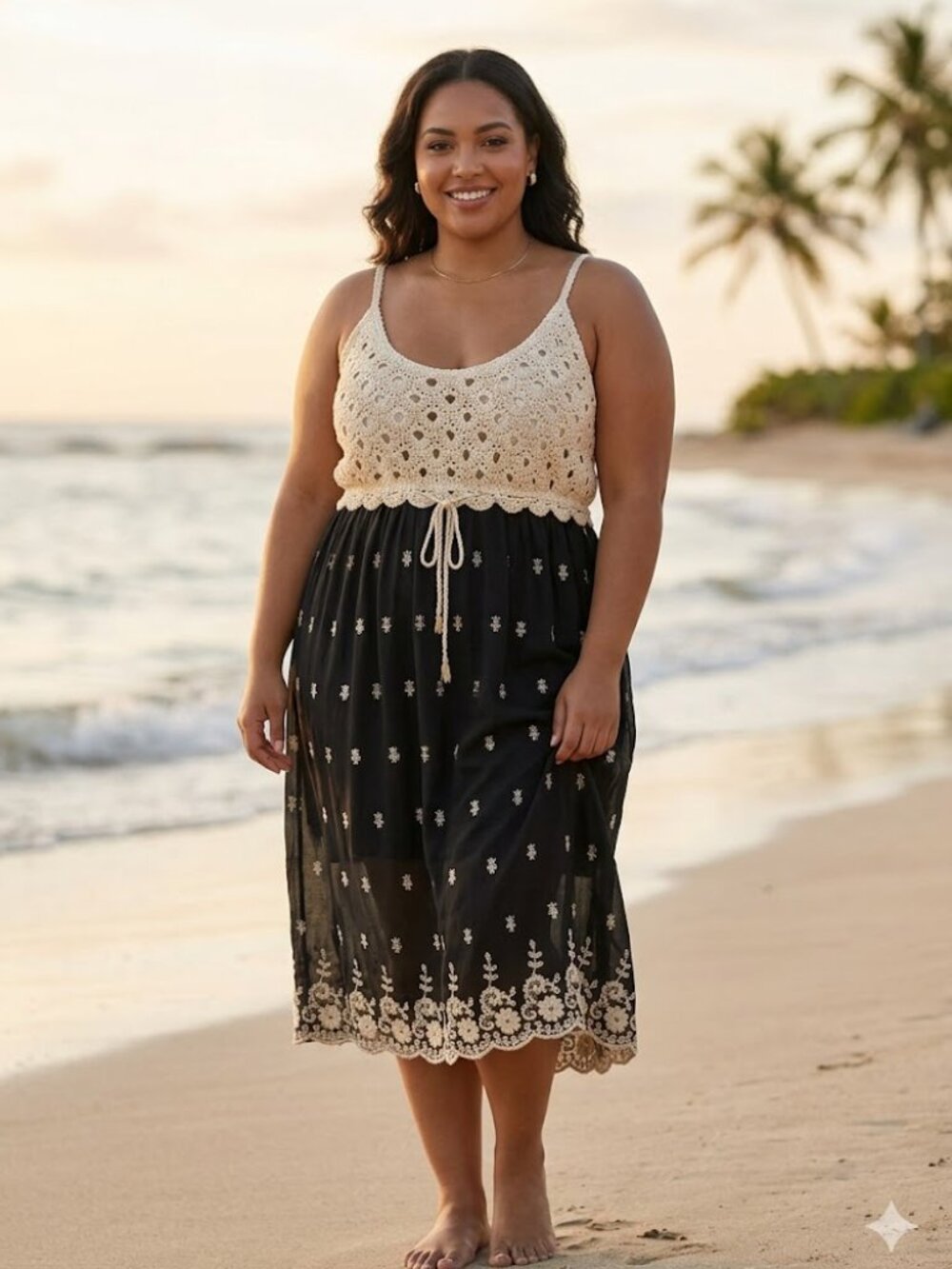 NEW J. GEE Boho Crotchet Top, Tulle Embroidered Skirt Dress